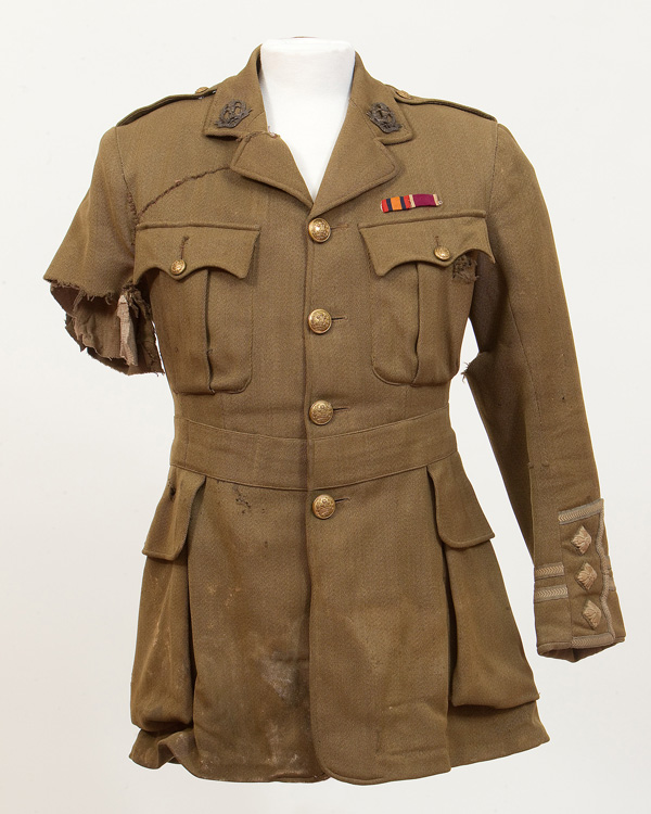 Captain George Johnson wore this tunic on the first day of the Somme. He was injured in the arm 