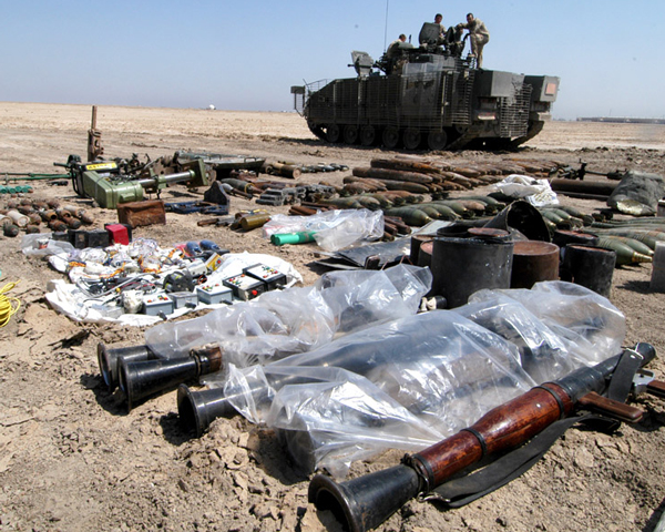 A haul of insurgent weapons, IEDs and equipment uncovered in 2006 
