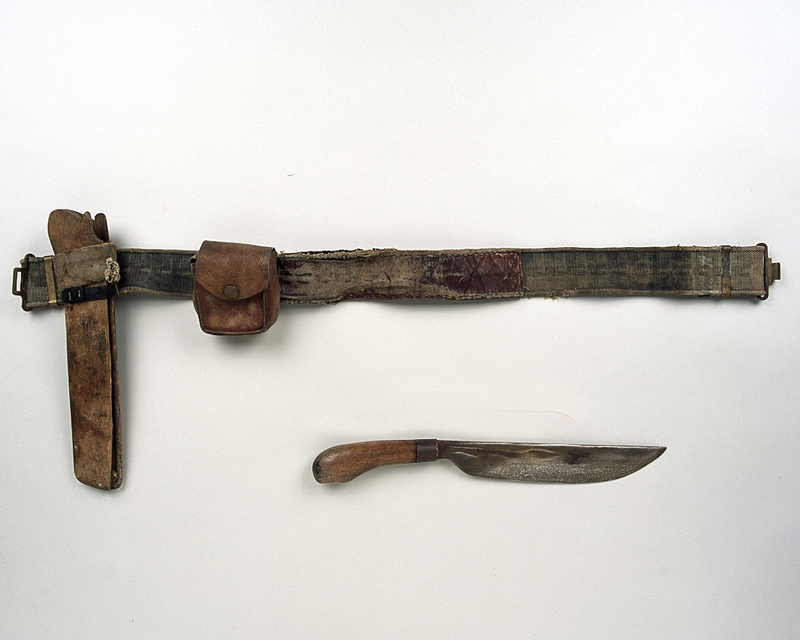Knife and belt used by communist forces in Malaya, 1955