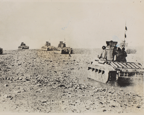 Matilda II tanks advance in the Western Desert, 1941