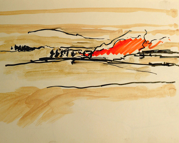 Original sketch for 'Battle, Afghanistan, 2010' by Jules George