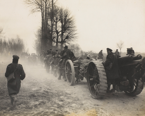 British guns move forward to meet the offensive, March 1918
