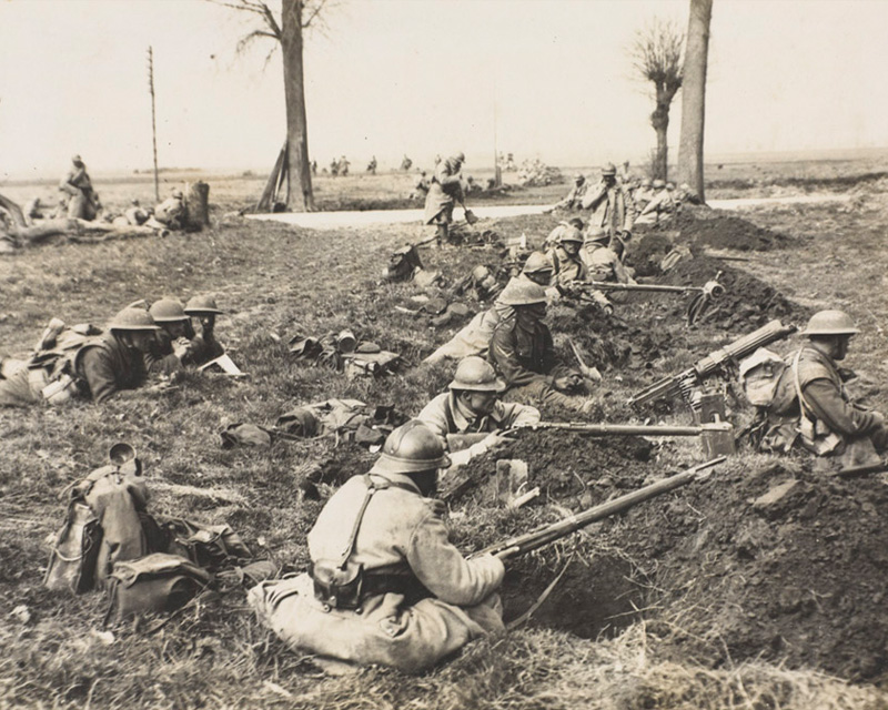 'The German offensive. British and French alongside each other waiting for the Boches', Spring 1918