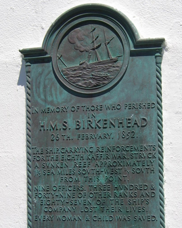 Plaque commemorating the 'Birkenhead' sinking at the Danger Point lighthouse