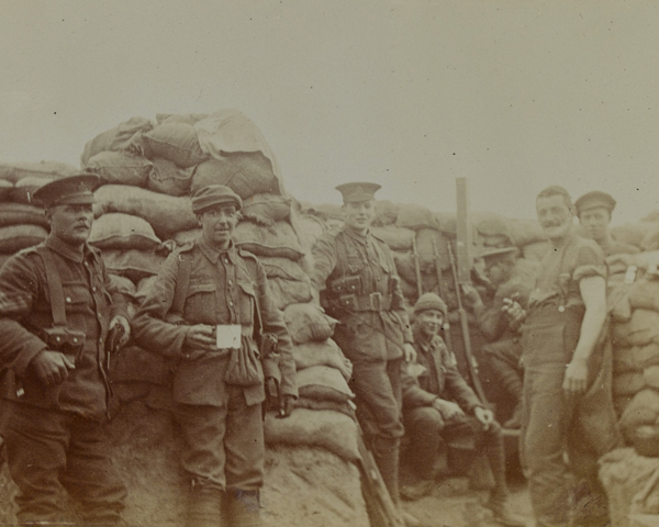 British troops in trenches at Wulverghem to the south of Ypres, 1915