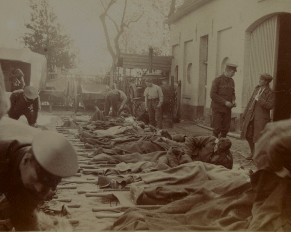 Wounded and gassed from Ypres at hospital in Bailleul, May 1915