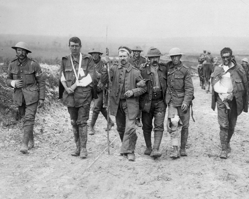 British and German wounded, Bernafay Wood, 19 July 1916