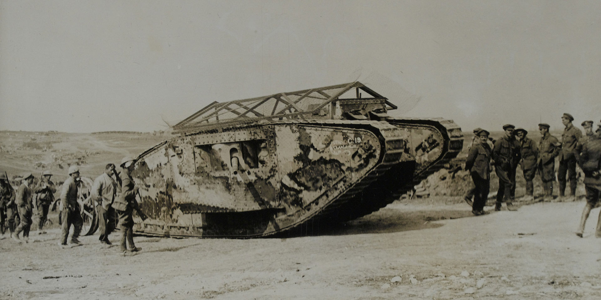 A tank making its way to the front line at Flers, 15 September 1916