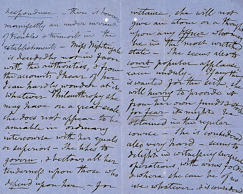 Letter of Lieutenant-General Sir John Burgoyne on Florence Nightingale, 27 March 1855