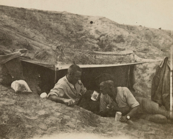 Shropshire Yeomanry in dugouts at Tel-el Jemmi on the Gaza front, 1917 