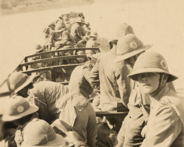 Troops crossing the desert by train, 1917