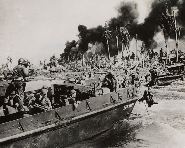 Australian troops landing at Balikpapan, south east Borneo, April 1945 
