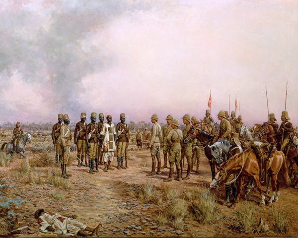 Major-General Herbert Kitchener meets the Emir Mahmud at Atbara, April 1898 