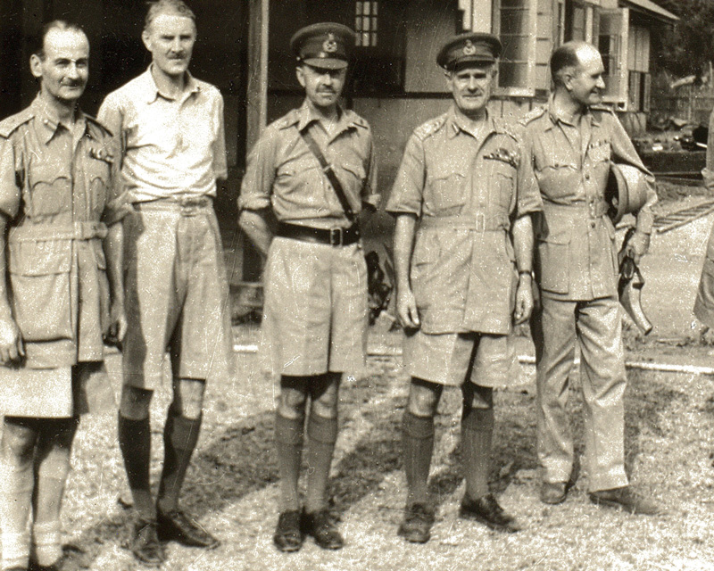British commanders, including Generals Alexander (third left), Wavell (fourth left) and Slim (second right), 1942