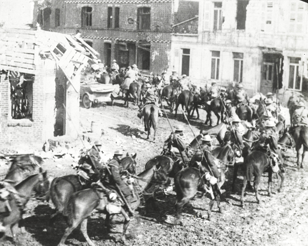 British cavalry riding through Arras, 11 April 1917