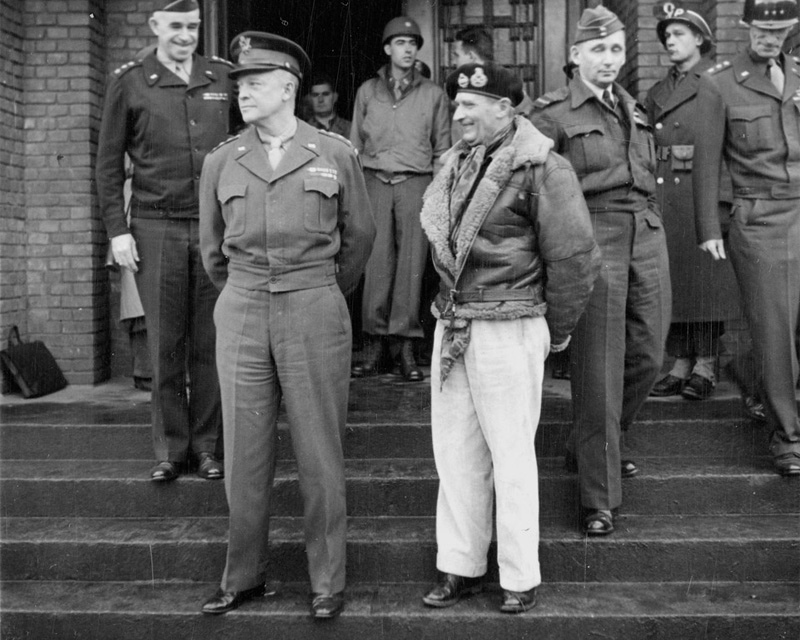 Allied commanders, including Generals Dwight Eisenhower and Bernard Montgomery, 1944