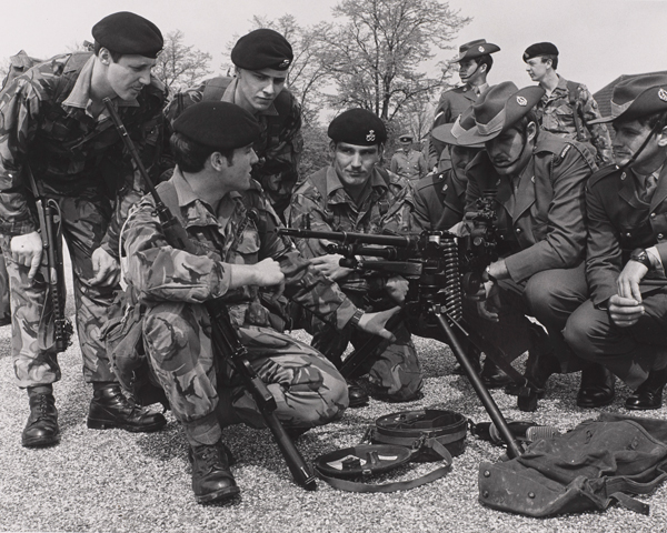 Men of the Staffordshire Regiment with a General Purpose machine gun (GPMG), c1980