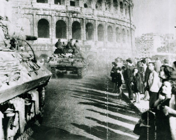Fifth Army tanks pass the Colosseum in Rome, 4 June 1944