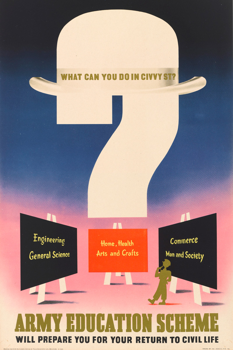 'What can you do in Civvy St?' poster by Abram Games, 1945