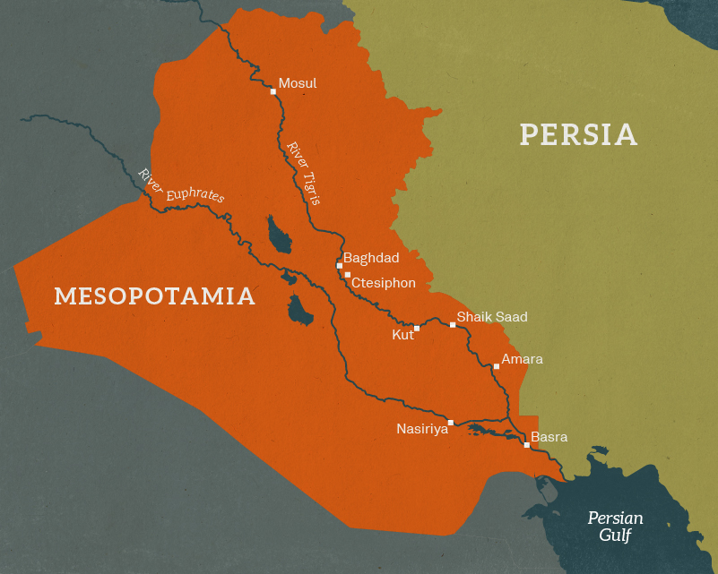 Map of Mesopotamia, 1916