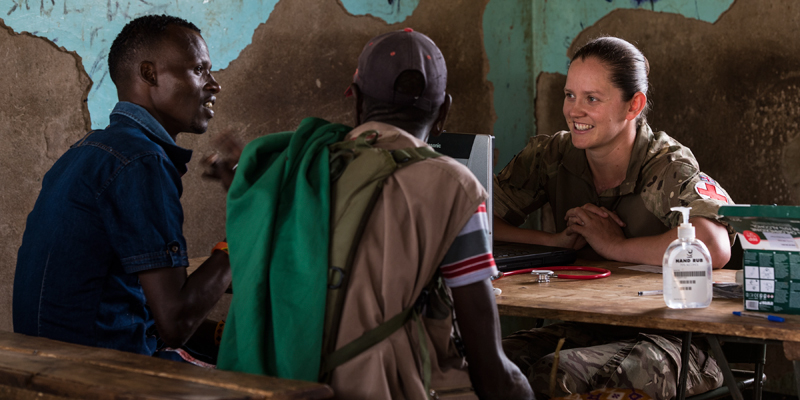 British army medic at work in a Kenyan outreach clinic