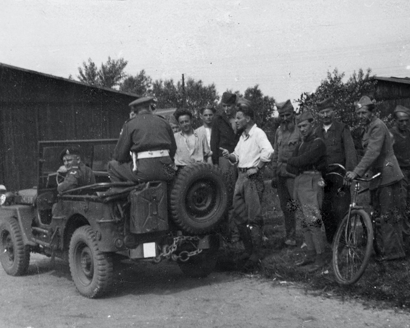 Members of the Royal Armoured Corps visit Yugoslav DPS at Elmshorn, 1945