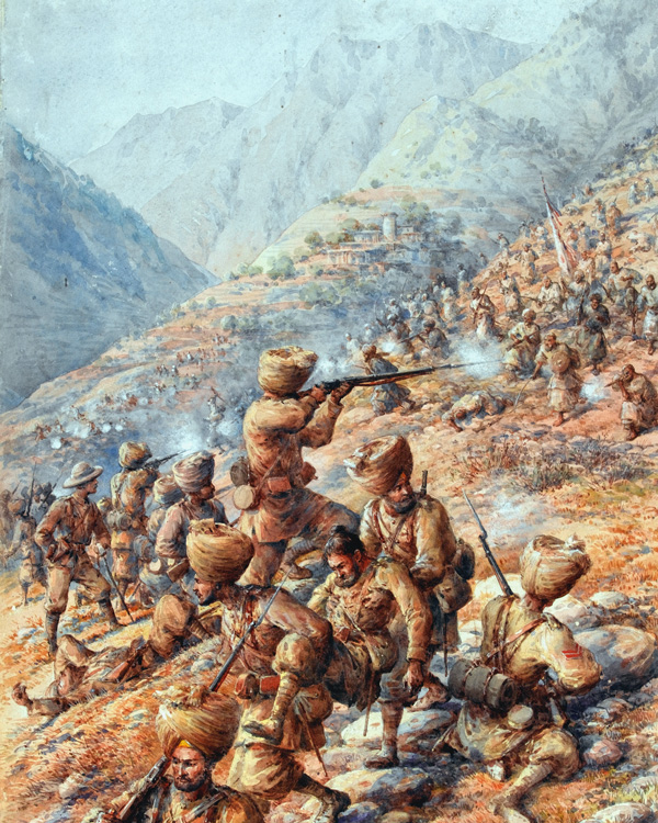 Malakand Field Force, repelling an attack by tribesmen, 1897