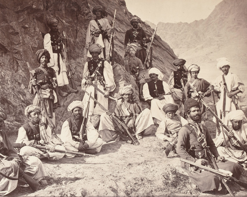 The Khan of Lalpura and followers, with political officer, 1878