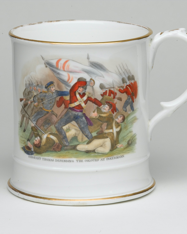 Mug depicting Sergeant Thomas defending the Colours at Inkerman, 1854