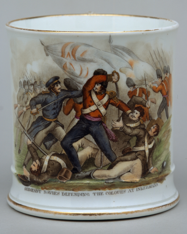 Mug commemorating Sergeant Davies defending the Colours at Inkermann, 1854