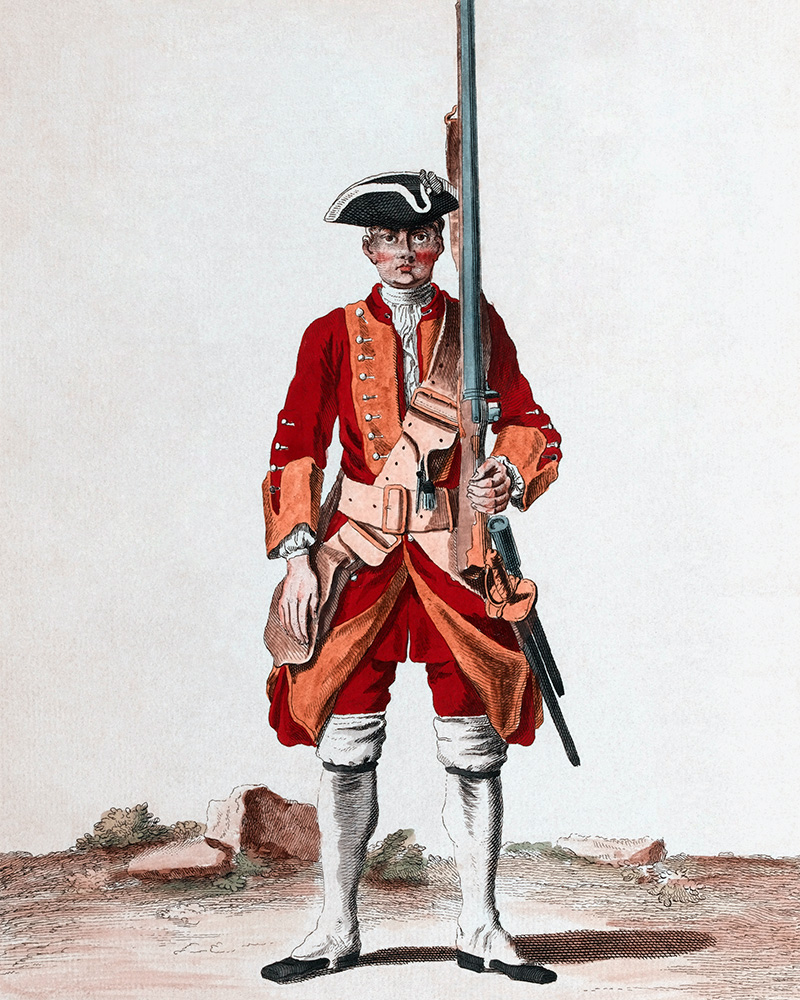 A soldier of the 15th Regiment of Foot, c1742