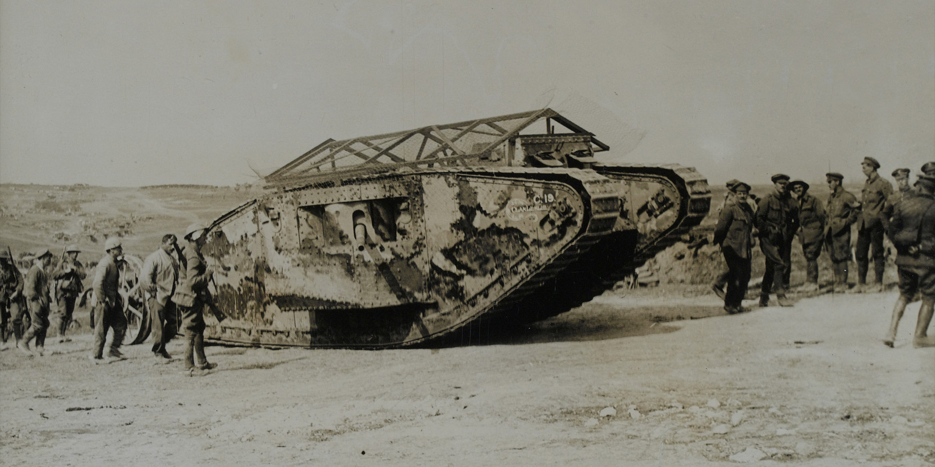 A tank making its way to the front line at Flers, 15 September 1916