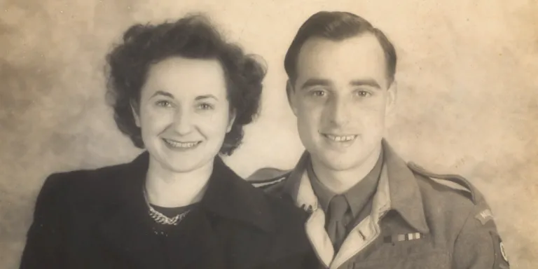 Sergeant Roy Bishop with his wife, Gwyn, shortly after their marriage, 1945