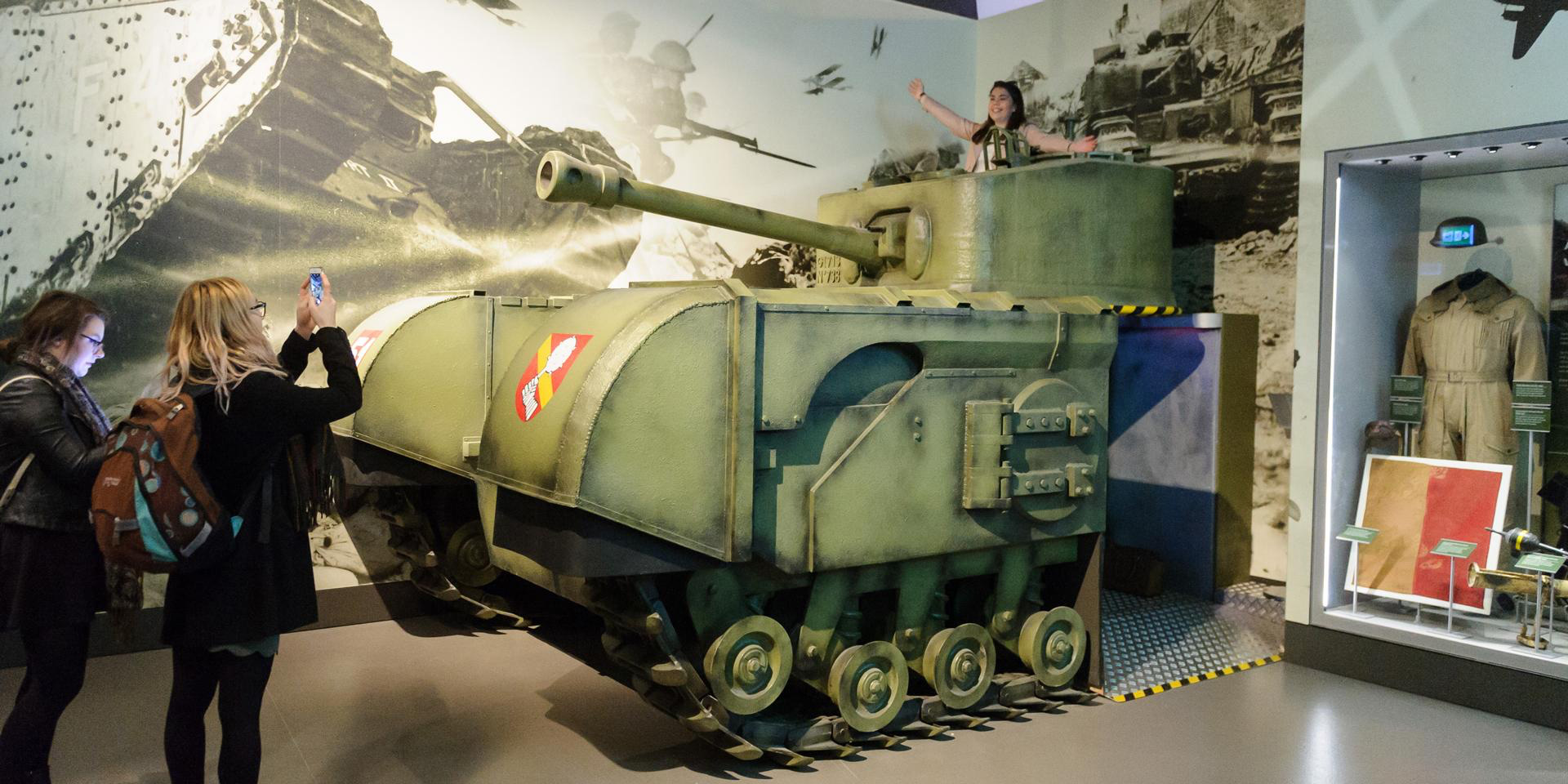 military tank with eyes on it at museum