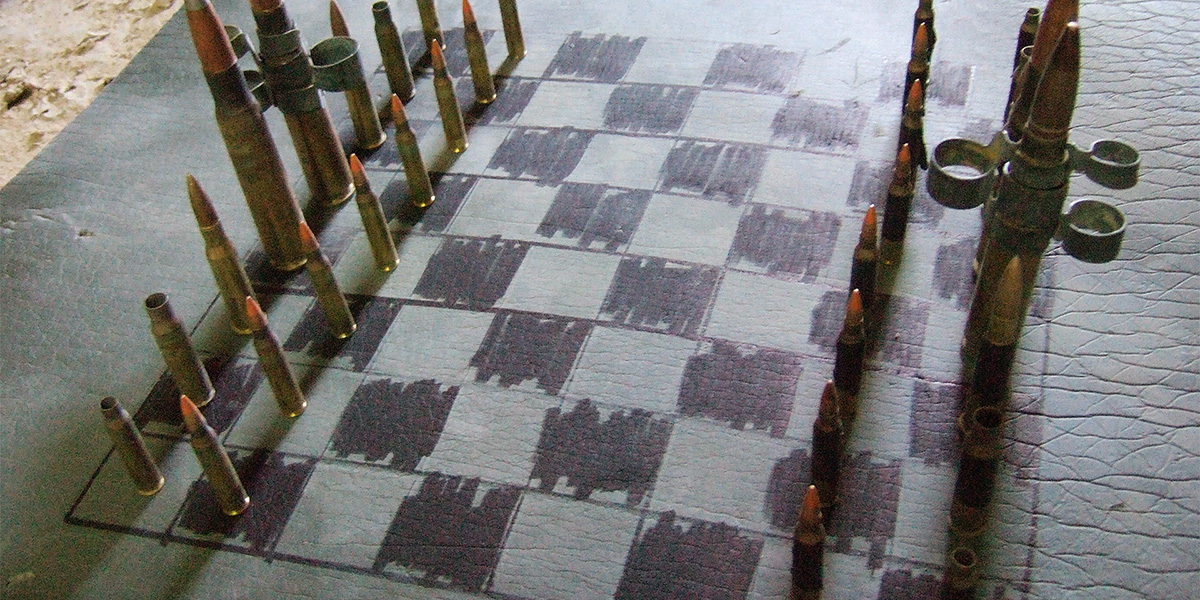 DIY chessboard, Afghanistan, 2006