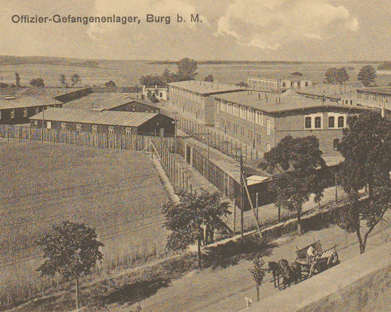 Postcard photograph of Burg bei Magdeburg prison camp, 1915