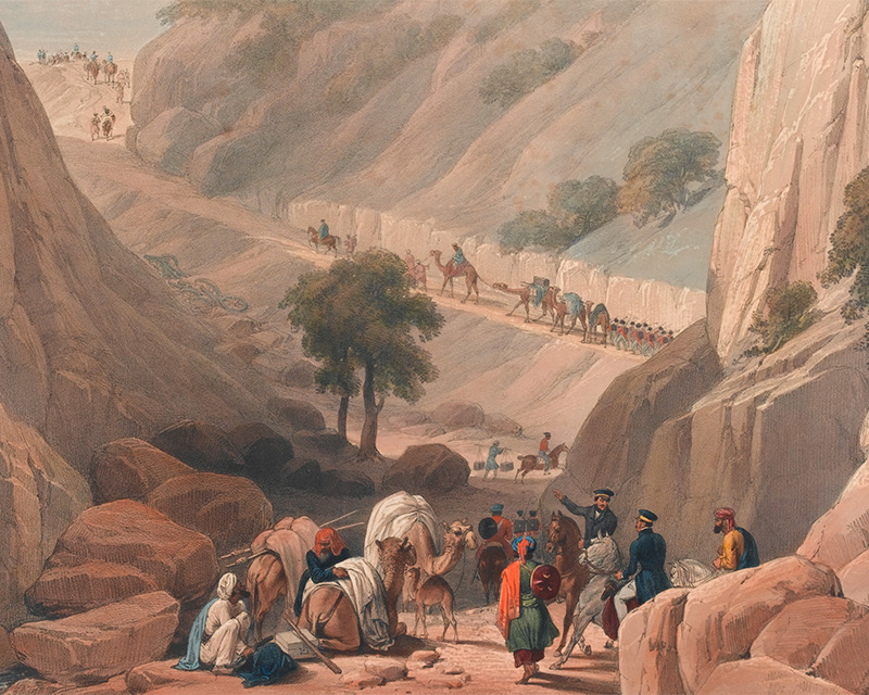 The troops emerging from the Koojah Pass, 1839