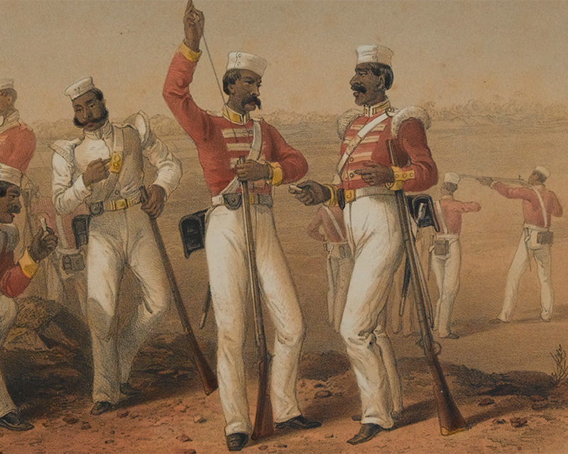 Sepoys at rifle practice, 1857