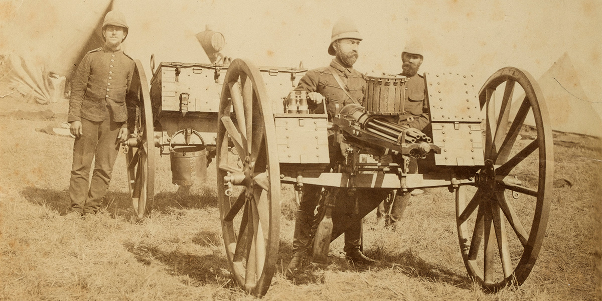 Gatling gun and operating crew during the Zulu War, 1879