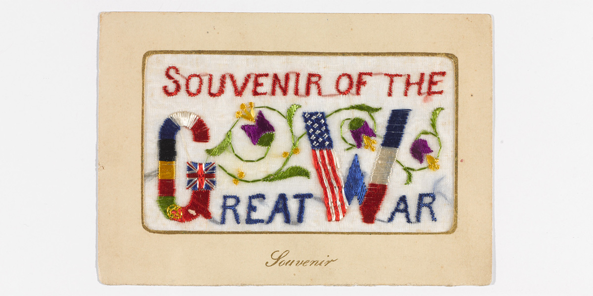 ‘Souvenir of the Great War’, embroidered postcard, c1917