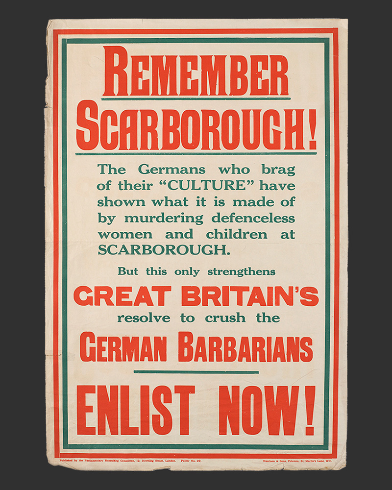 Recruiting poster, 'Remember Scarborough!', 1915