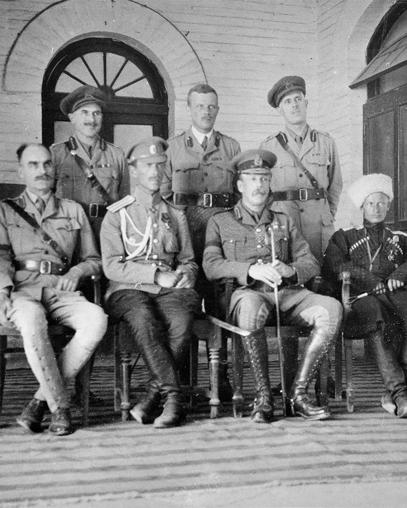 Major General Money (seated, left) at General Headquarters Baghdad, Mesopotamia, April 1917