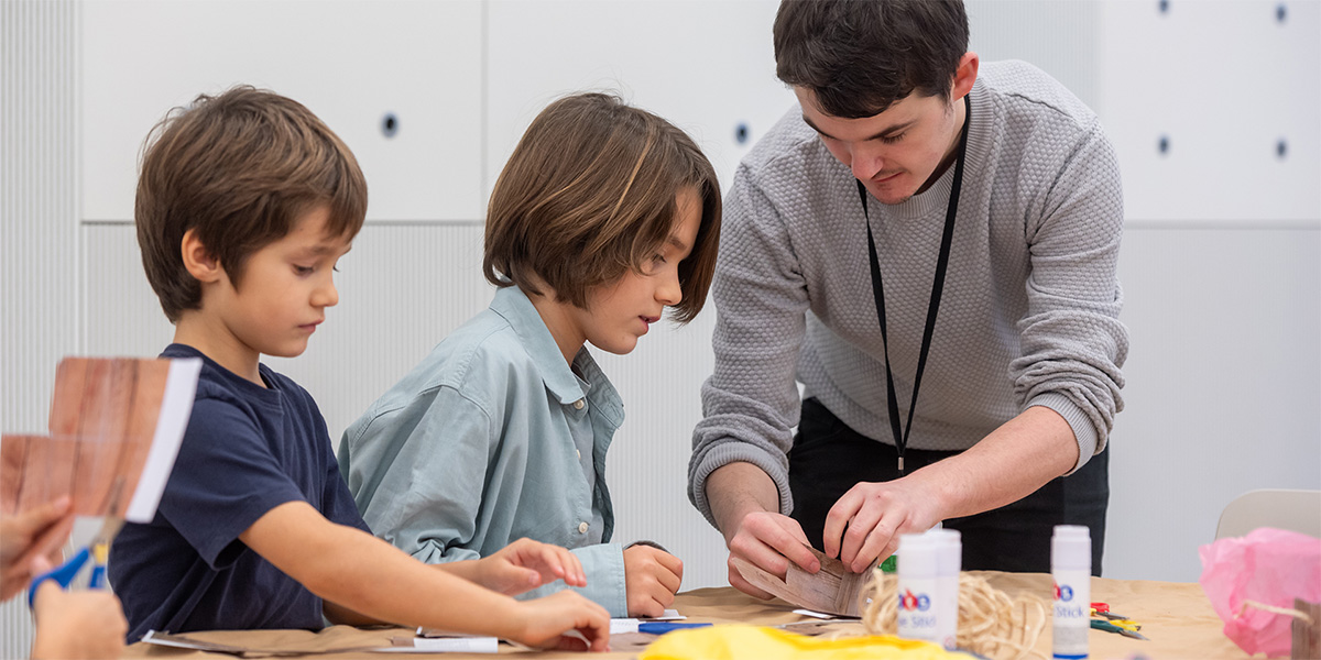 Children attending a craft workshop