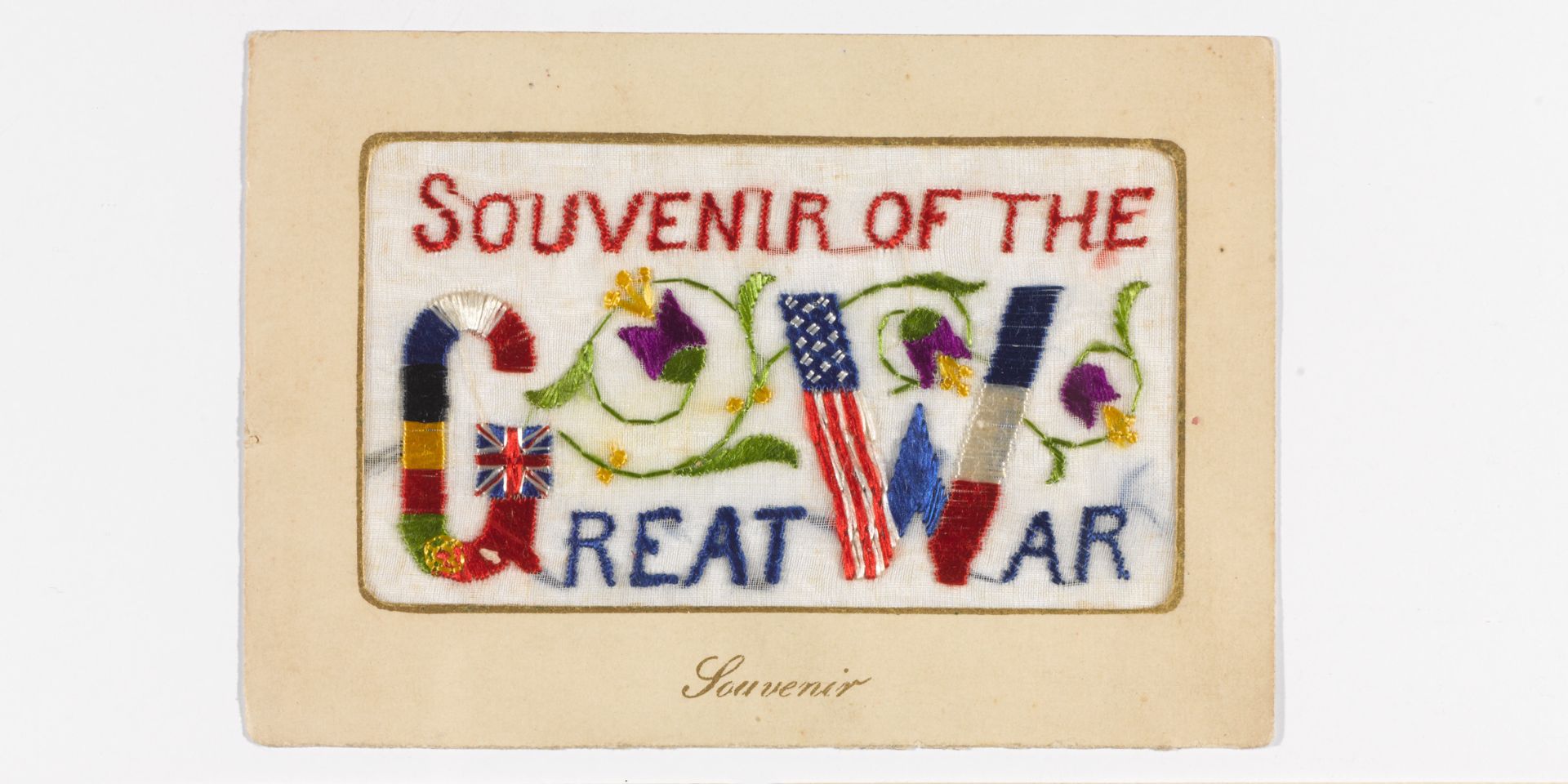 ‘Souvenir of the Great War’, embroidered postcard, c1917