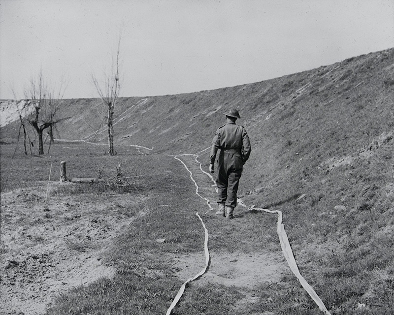 Minefield near the River Senio, Italy, March 1945