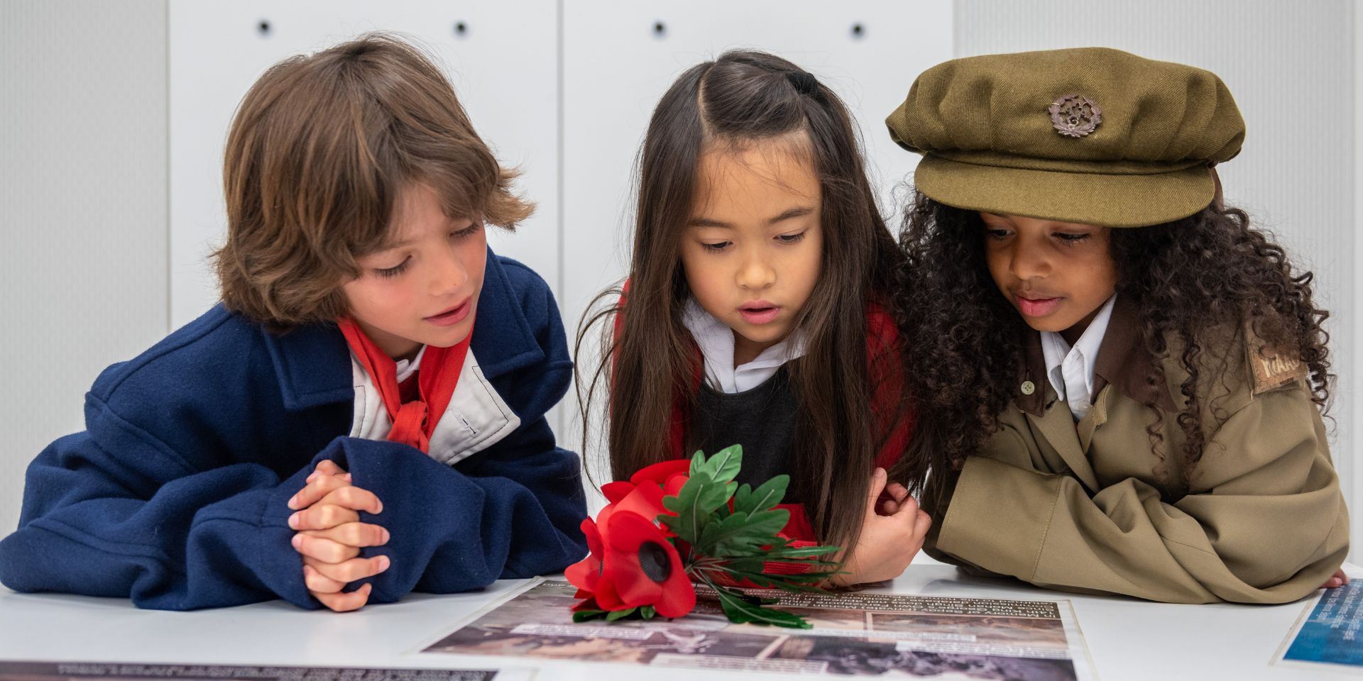 School children taking part in a Remembrance workshop