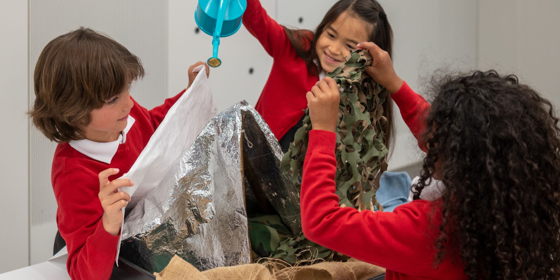 School children taking part in a weather workshop