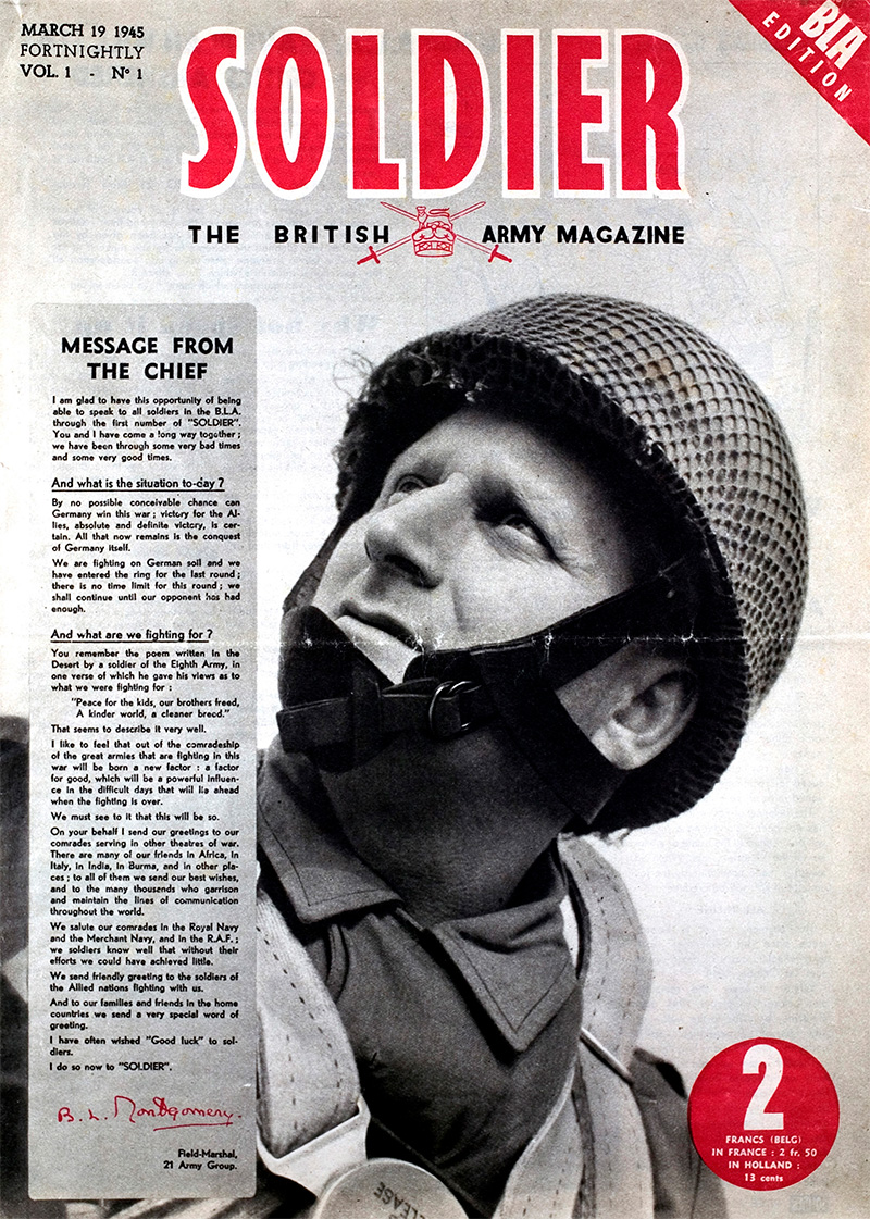 Cover of the first edition of 'Soldier' magazine, 1945