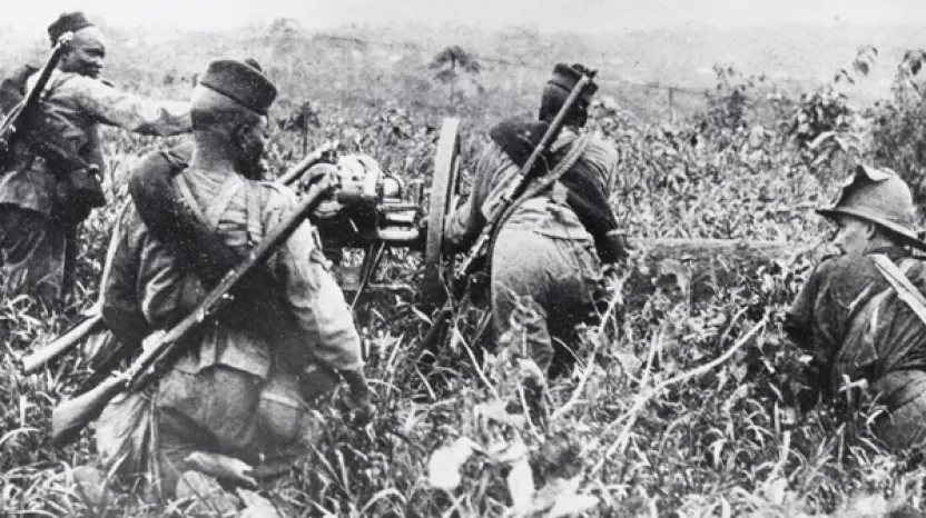 The Nigerian Regiment Artillery with a field gun,