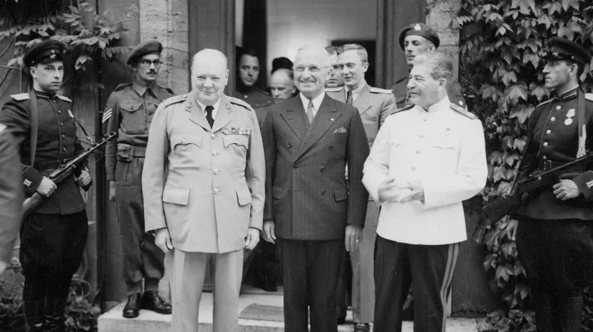 Churchill, Truman and Stalin at the Potsdam Conference, 23 July 1945